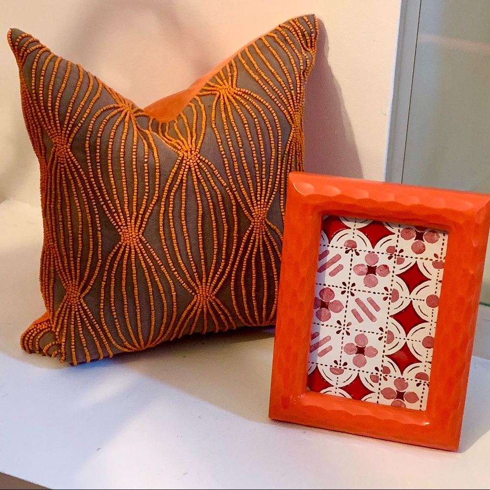 ANTHOLOGIES FRAME | CRATE AND BARREL DOWN FILL PILLOW | ORANGE
